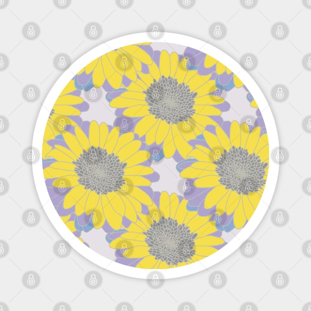 Yellow Daisy Floral Pattern Magnet by ellenhenryart